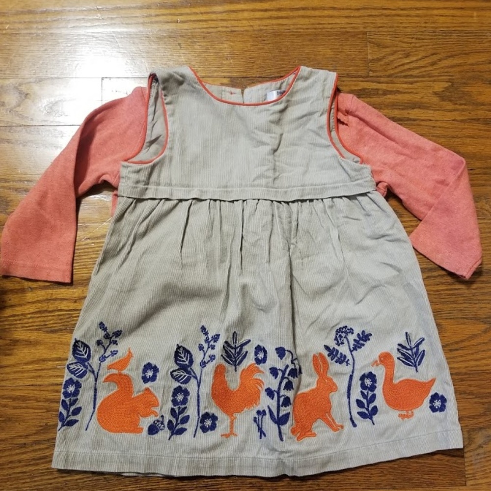 Mini Boden Woodland Pinafore with Shirt Bundle